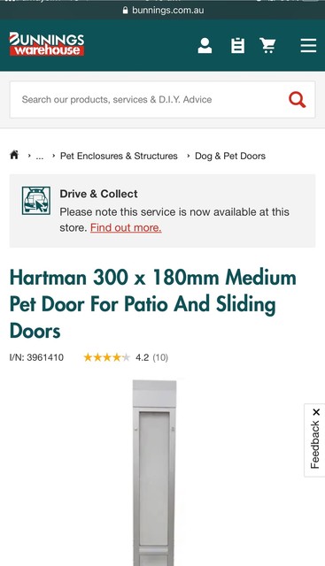 hartman pacific 300 x 180mm medium pet door for patio and sliding doors